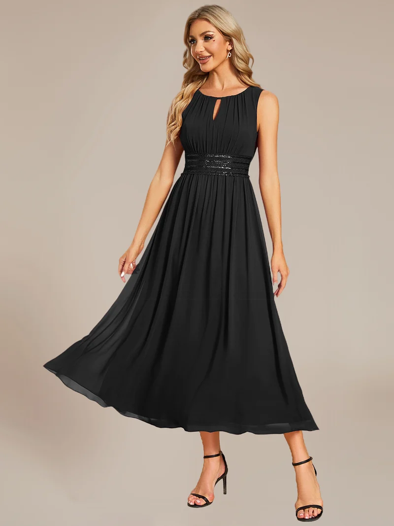 ever LIORAEL|Robe de demoiselle d'honneur mi-longue en mousseline avec taille froncée
