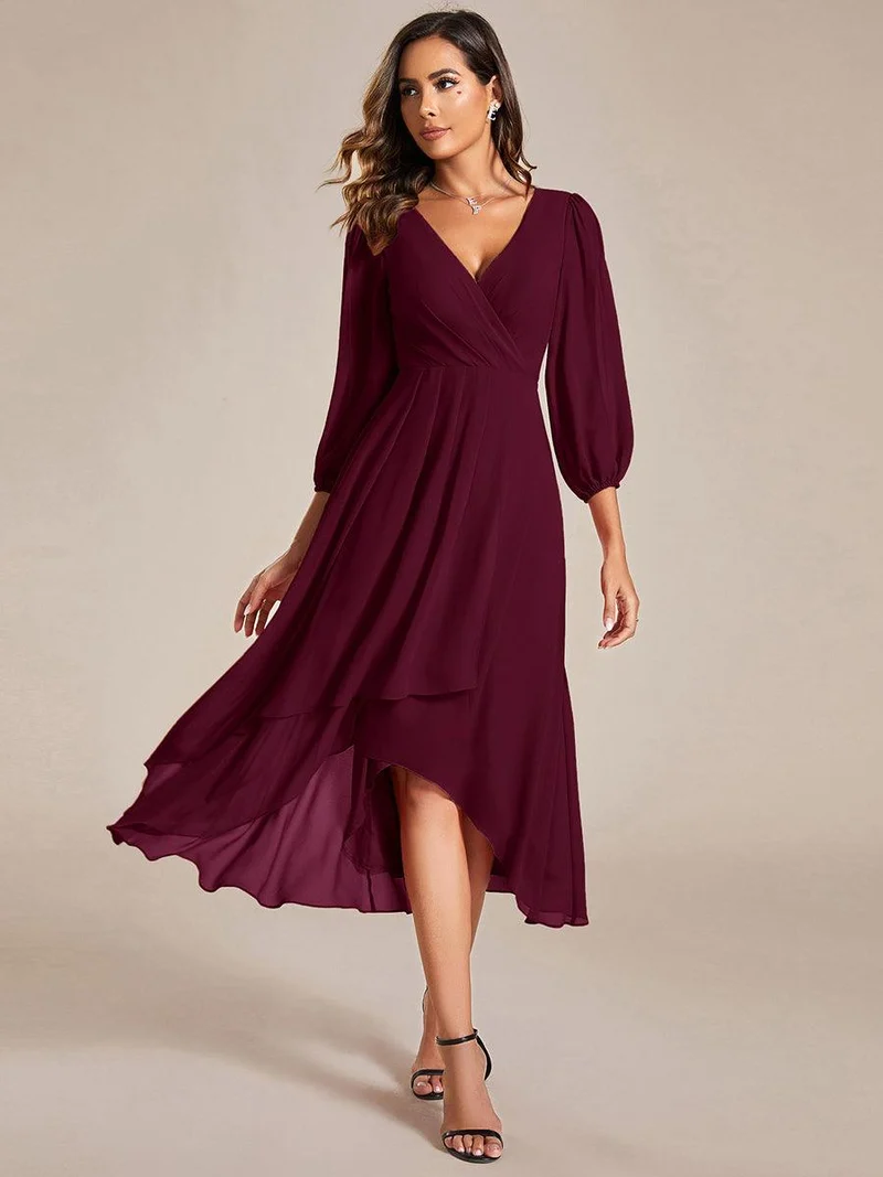 ever BRIAR|Robe de soirée en mousseline avec col en V et manches 3/4 élégantes