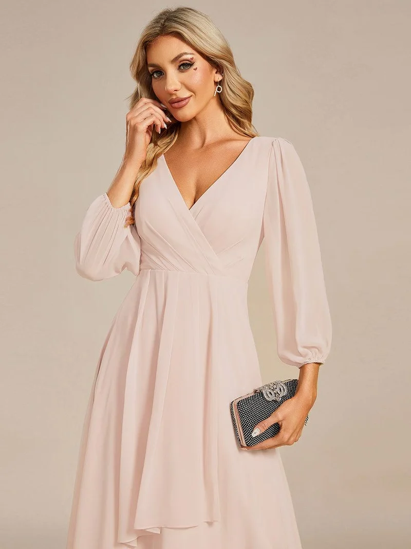 ever BRIAR|Robe de soirée en mousseline avec col en V et manches 3/4 élégantes