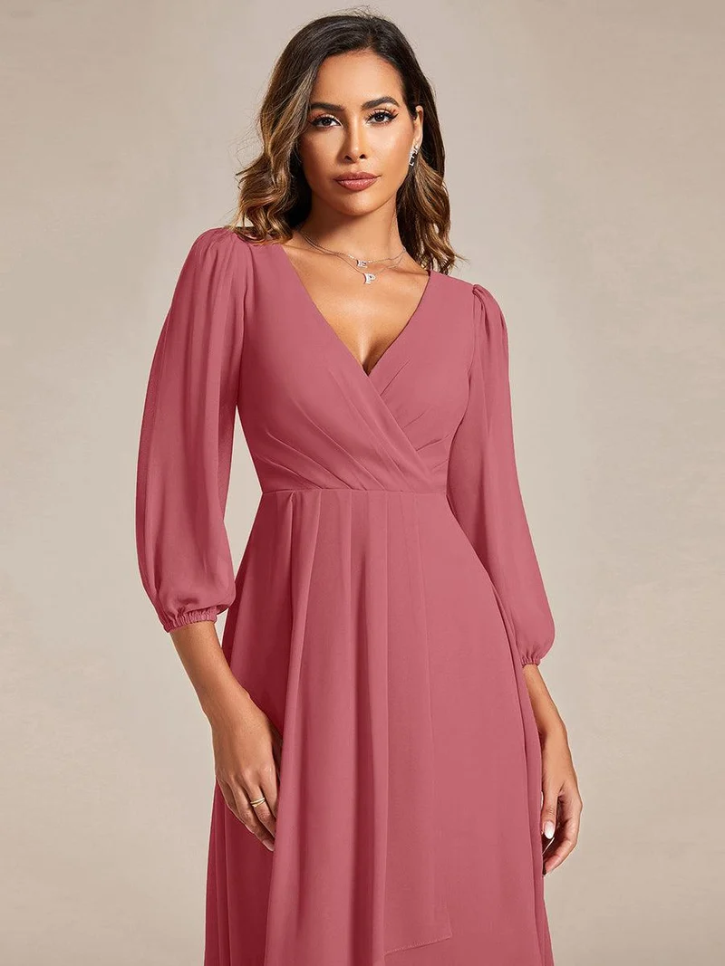ever BRIAR|Robe de soirée en mousseline avec col en V et manches 3/4 élégantes