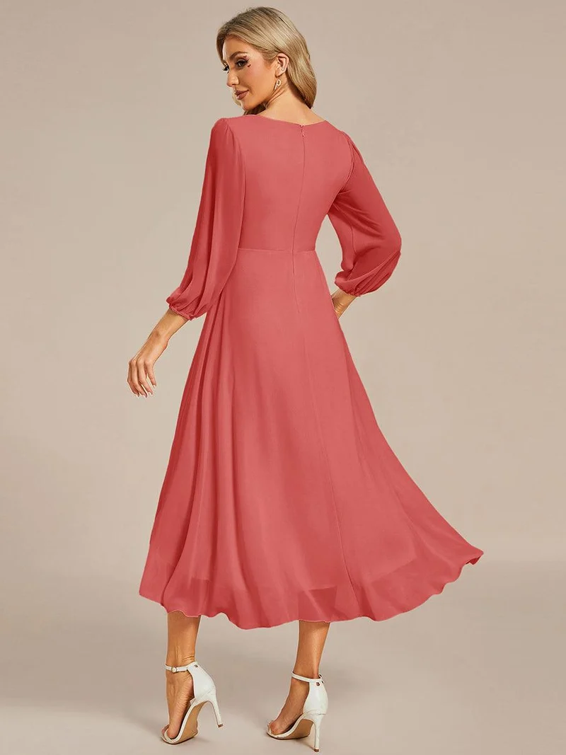 ever BRIAR|Robe de soirée en mousseline avec col en V et manches 3/4 élégantes