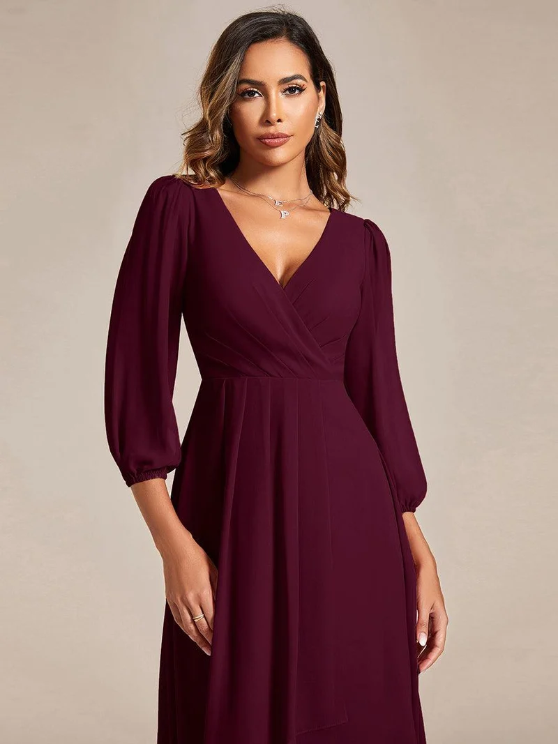 ever BRIAR|Robe de soirée en mousseline avec col en V et manches 3/4 élégantes
