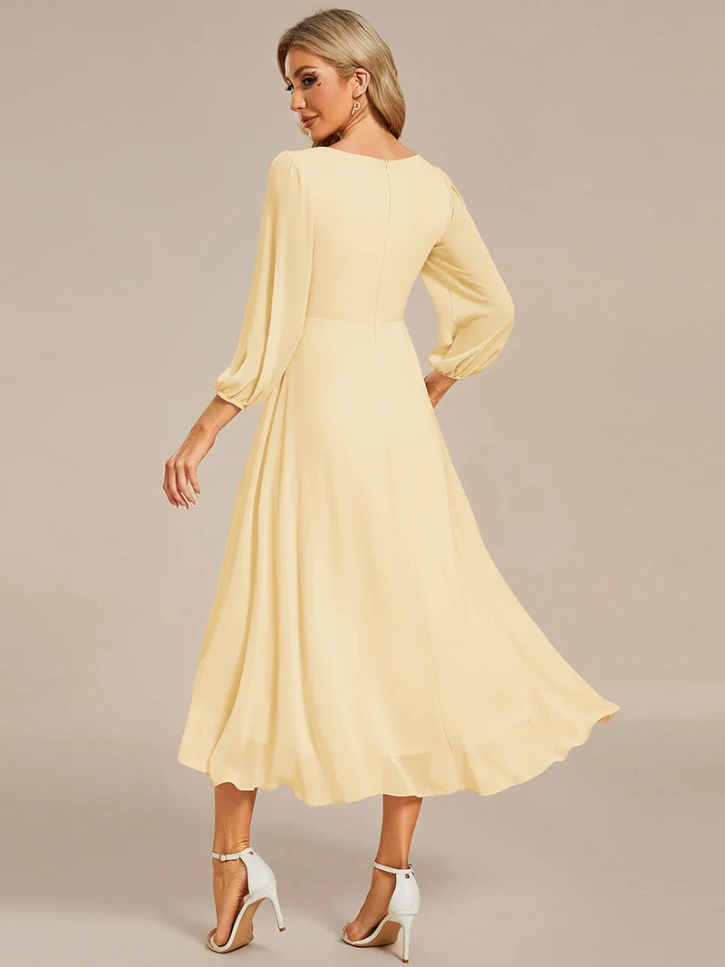 ever BRIAR|Robe de soirée en mousseline avec col en V et manches 3/4 élégantes