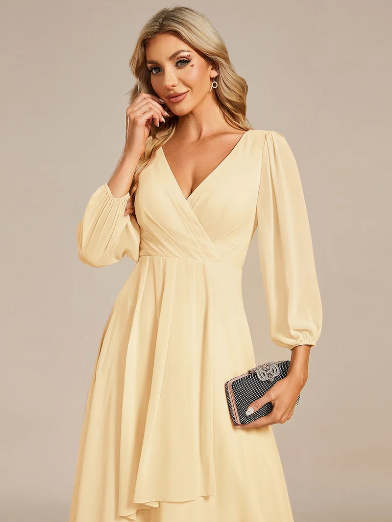 ever BRIAR|Robe de soirée en mousseline avec col en V et manches 3/4 élégantes
