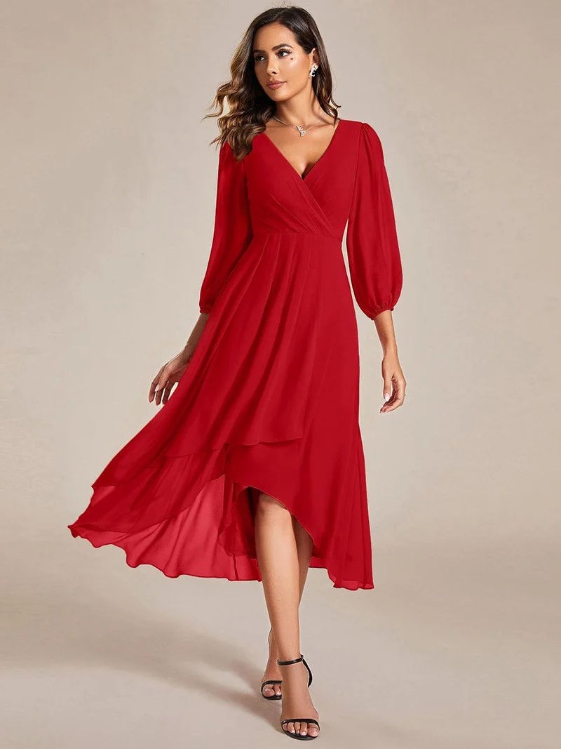 ever BRIAR|Robe de soirée en mousseline avec col en V et manches 3/4 élégantes