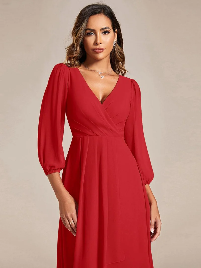 ever BRIAR|Robe de soirée en mousseline avec col en V et manches 3/4 élégantes