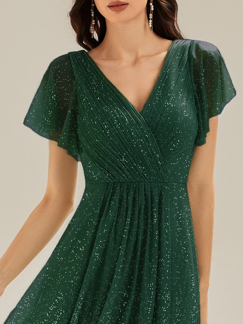 ever MIA|Robe d’invité de mariage en paillettes avec volants