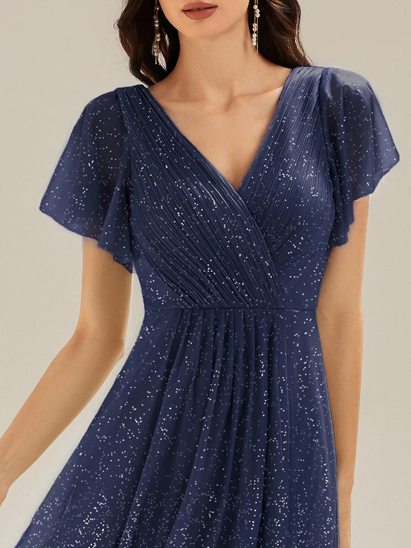 ever MIA|Robe d’invité de mariage en paillettes avec volants