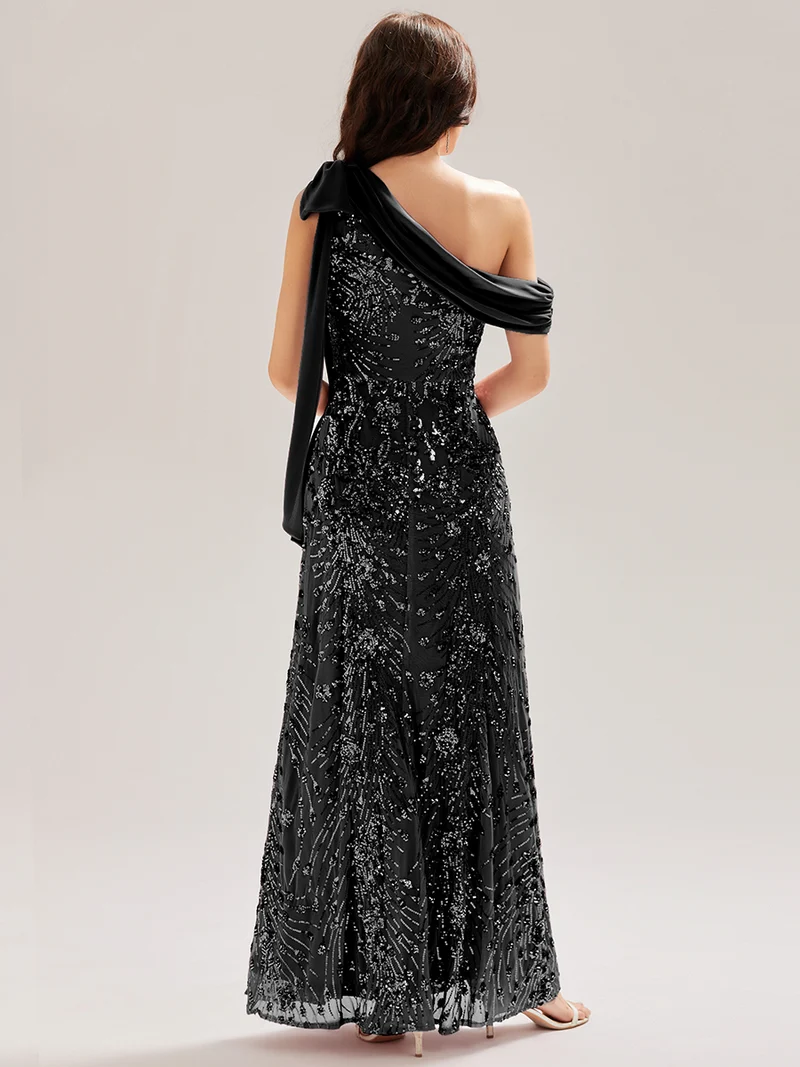 ever BELLAMY|Robe de soirée asymétrique sans manches avec nœud élégant