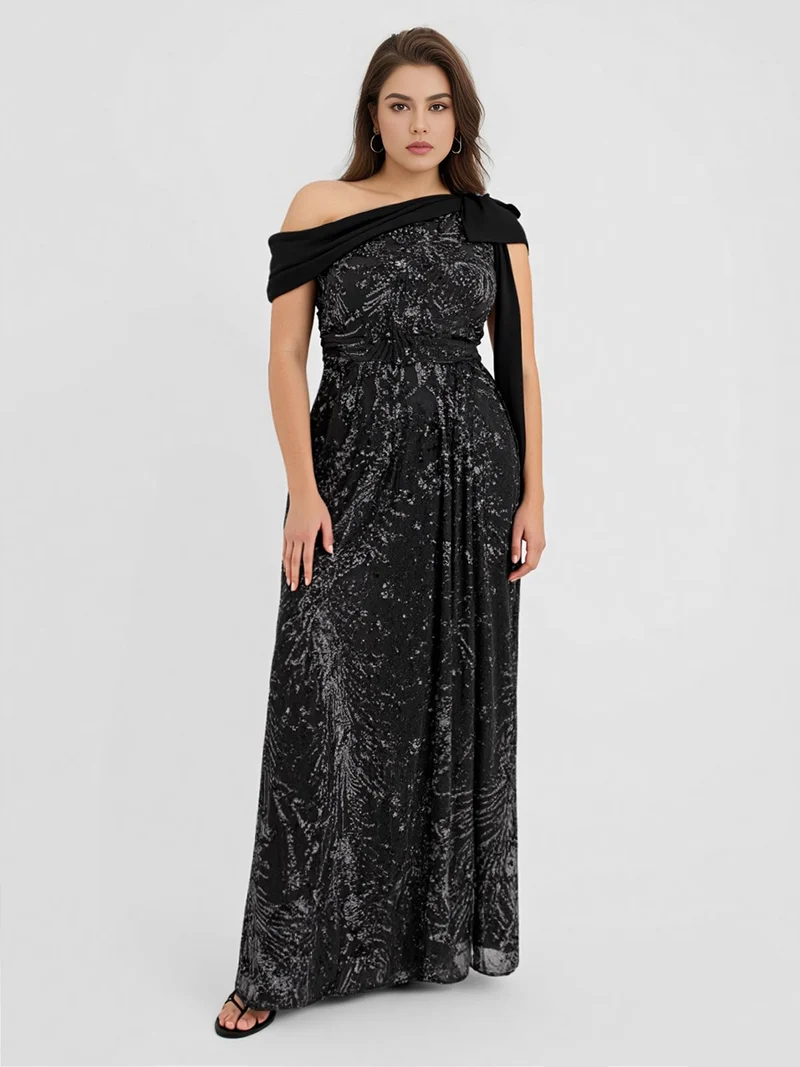 ever BELLAMY|Robe de soirée asymétrique sans manches avec nœud élégant