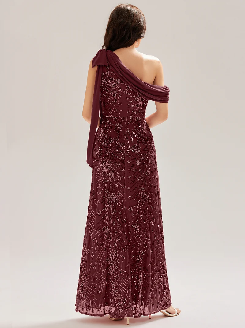 ever BELLAMY|Robe de soirée asymétrique sans manches avec nœud élégant