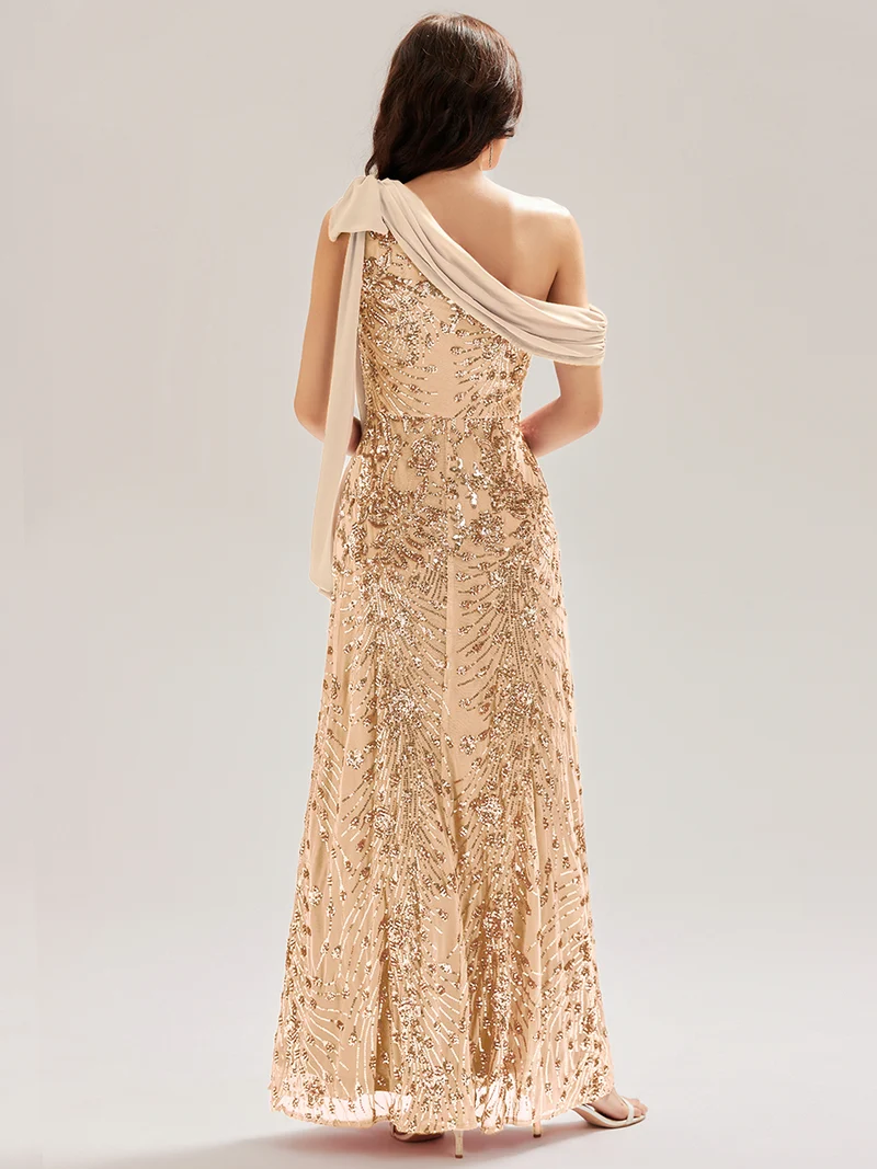 ever BELLAMY|Robe de soirée asymétrique sans manches avec nœud élégant