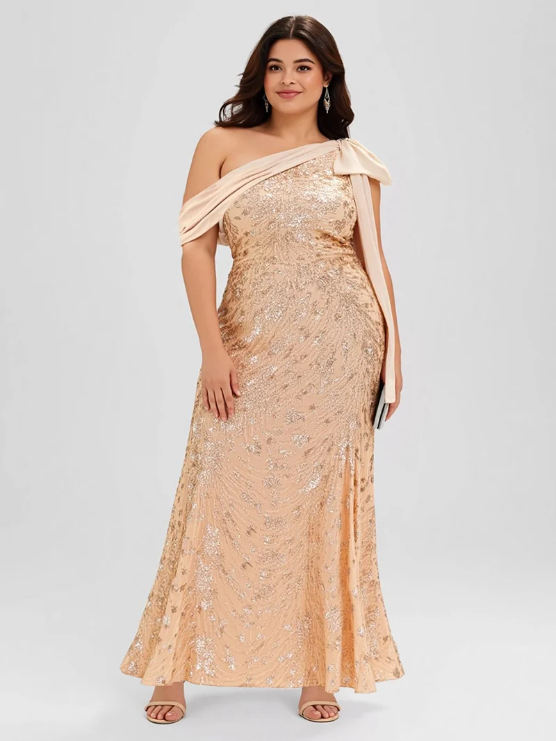 ever BELLAMY|Robe de soirée asymétrique sans manches avec nœud élégant