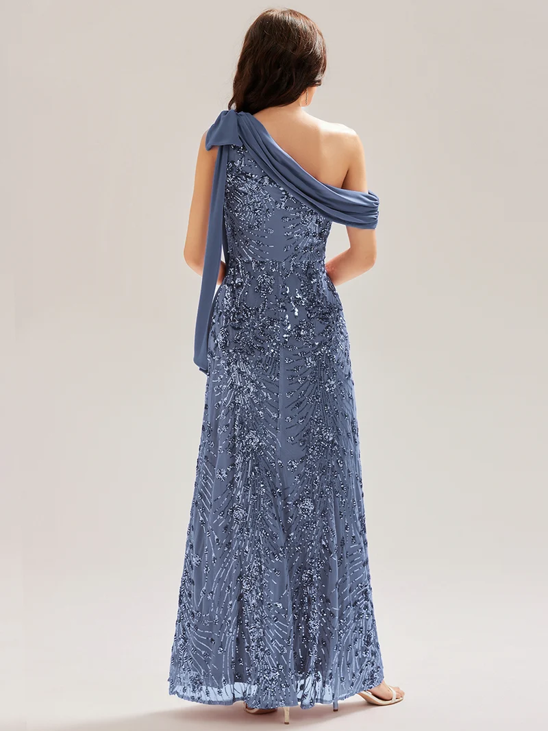 ever BELLAMY|Robe de soirée asymétrique sans manches avec nœud élégant