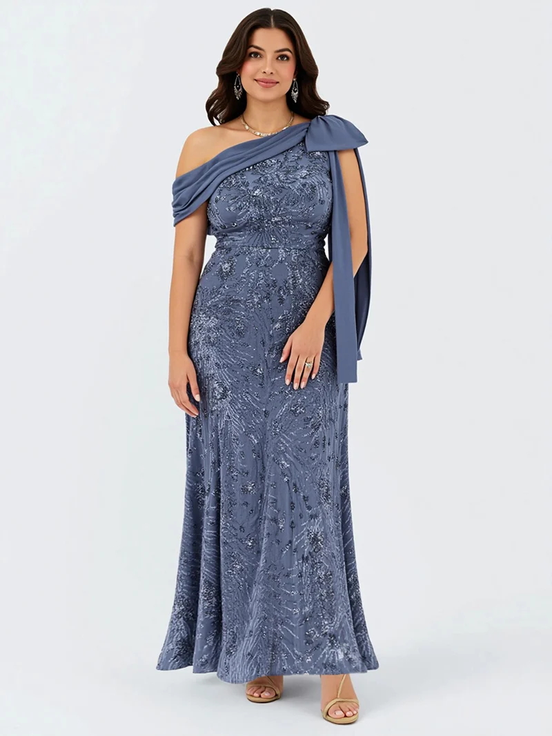 ever BELLAMY|Robe de soirée asymétrique sans manches avec nœud élégant