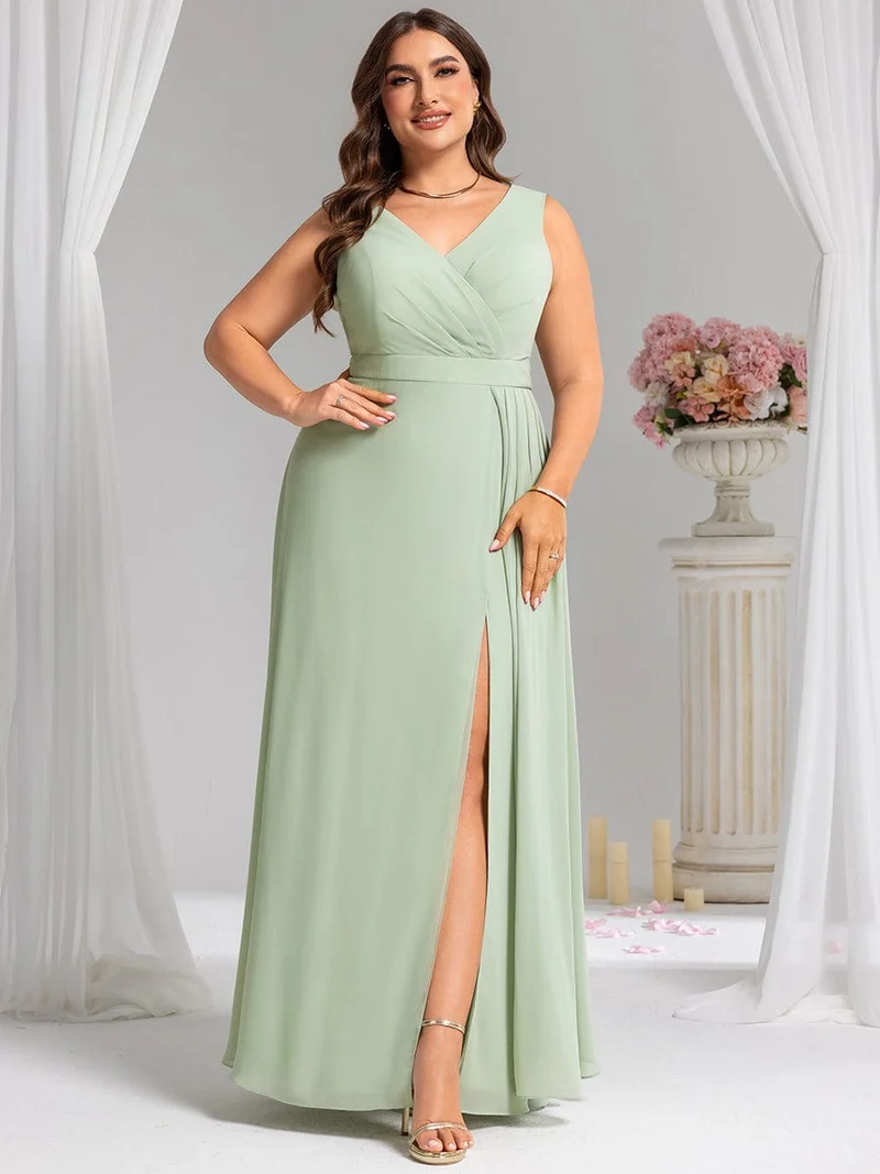 Robe de demoiselle d'honneur élégante avec fente latérale