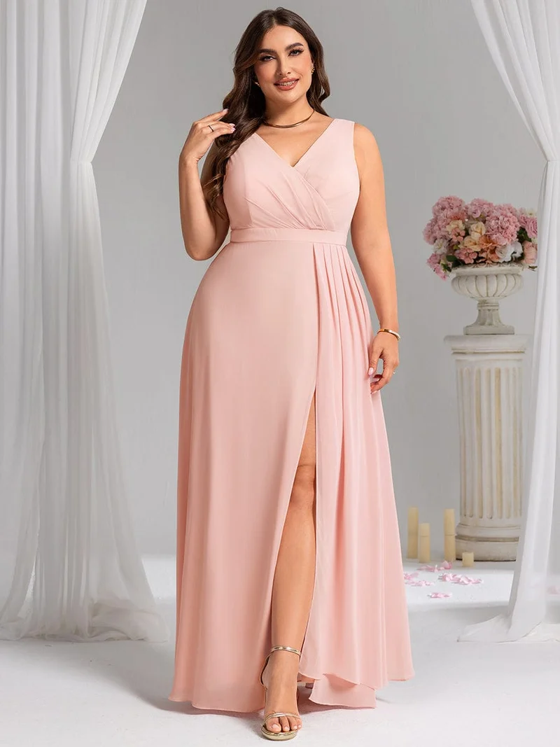 Robe de demoiselle d'honneur élégante avec fente latérale