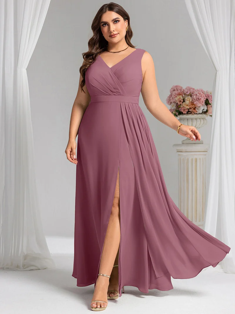 Robe de demoiselle d'honneur élégante avec fente latérale