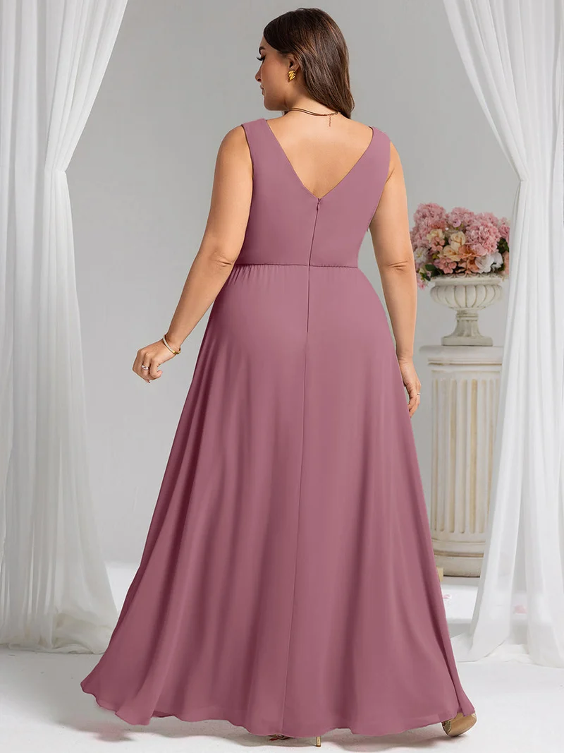 Robe de demoiselle d'honneur élégante avec fente latérale