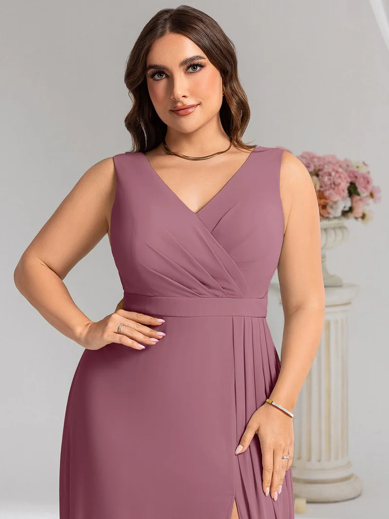 Robe de demoiselle d'honneur élégante avec fente latérale