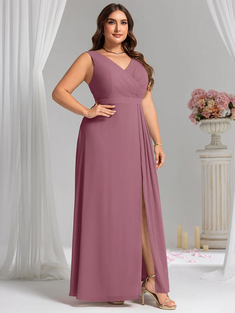 Robe de demoiselle d'honneur élégante avec fente latérale