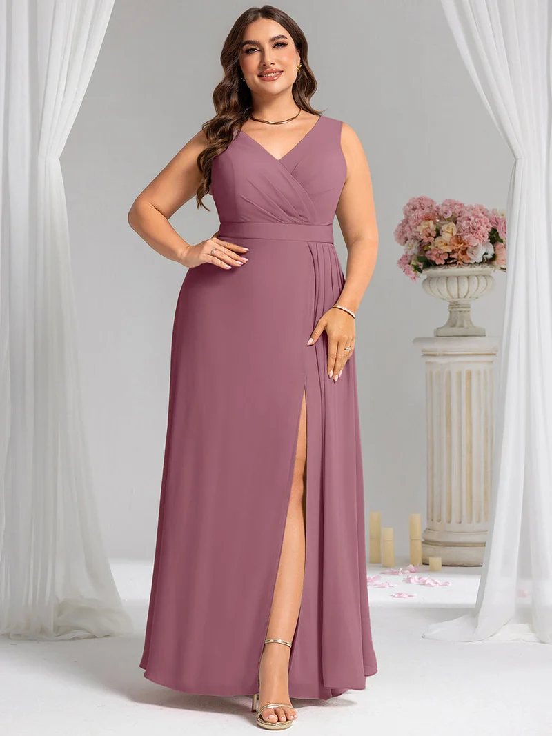 Robe de demoiselle d'honneur élégante avec fente latérale