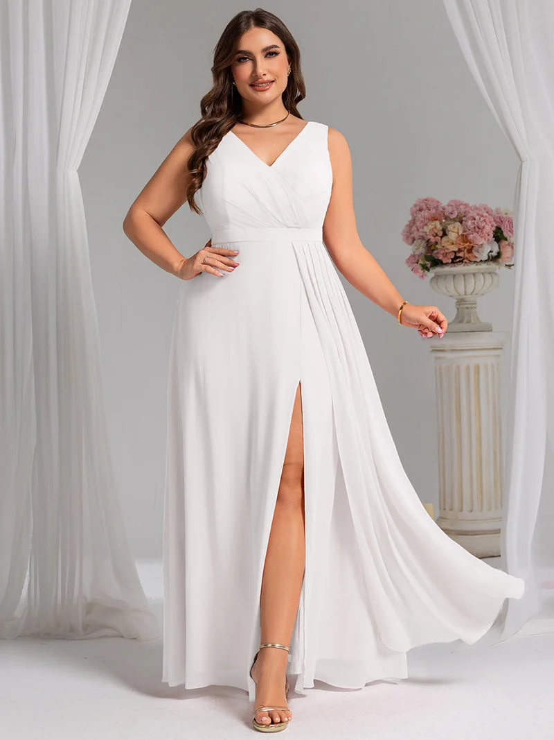 Robe de demoiselle d'honneur élégante avec fente latérale
