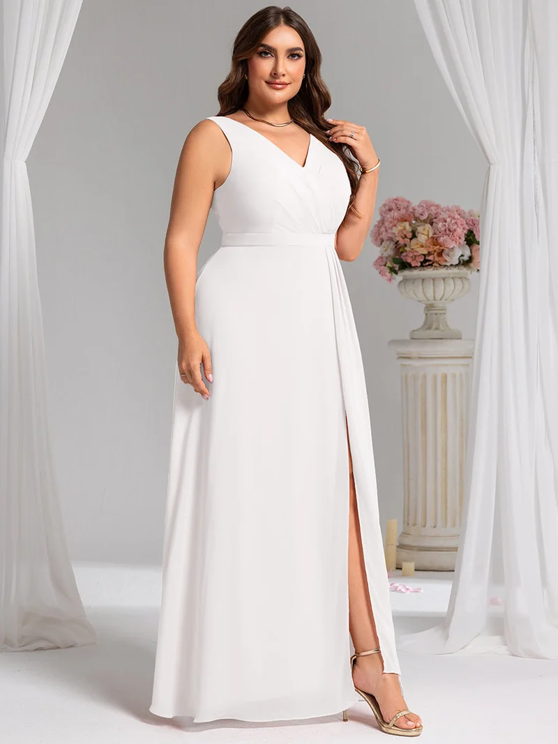 Robe de demoiselle d'honneur élégante avec fente latérale