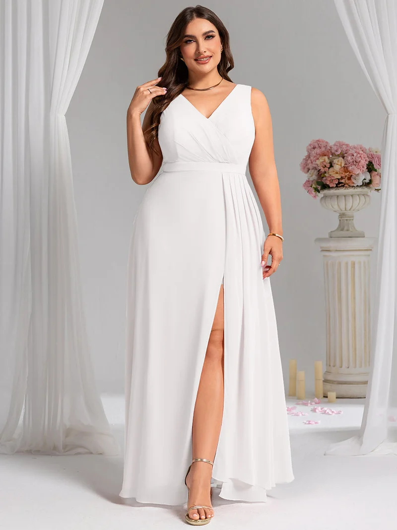 Robe de demoiselle d'honneur élégante avec fente latérale