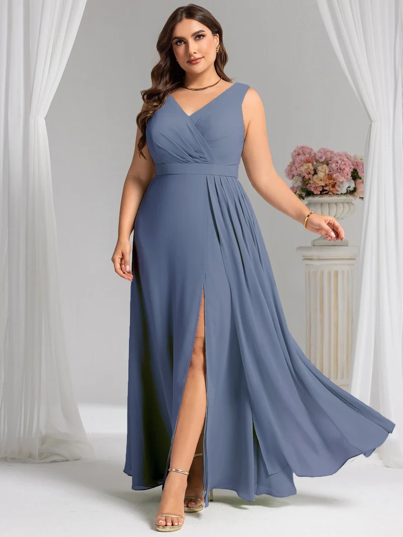 Robe de demoiselle d'honneur élégante avec fente latérale