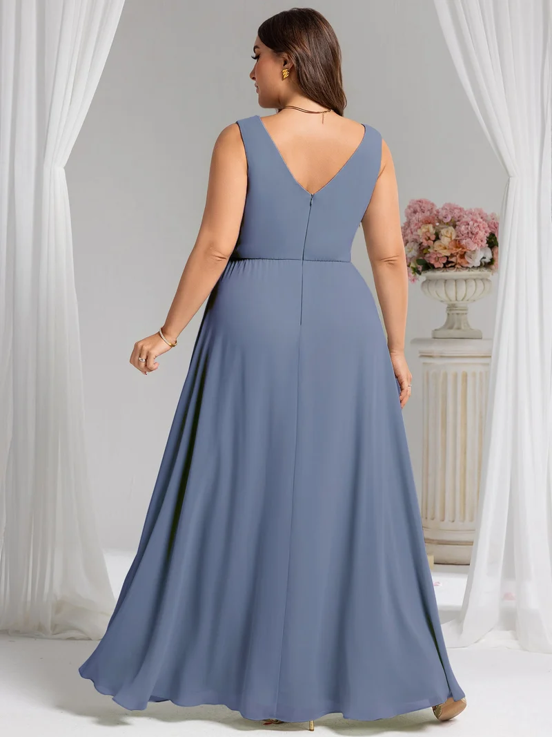 Robe de demoiselle d'honneur élégante avec fente latérale