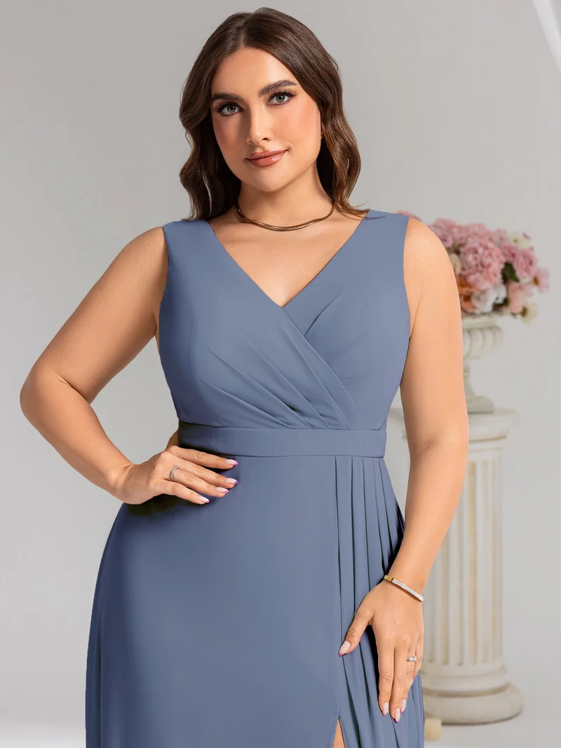 Robe de demoiselle d'honneur élégante avec fente latérale