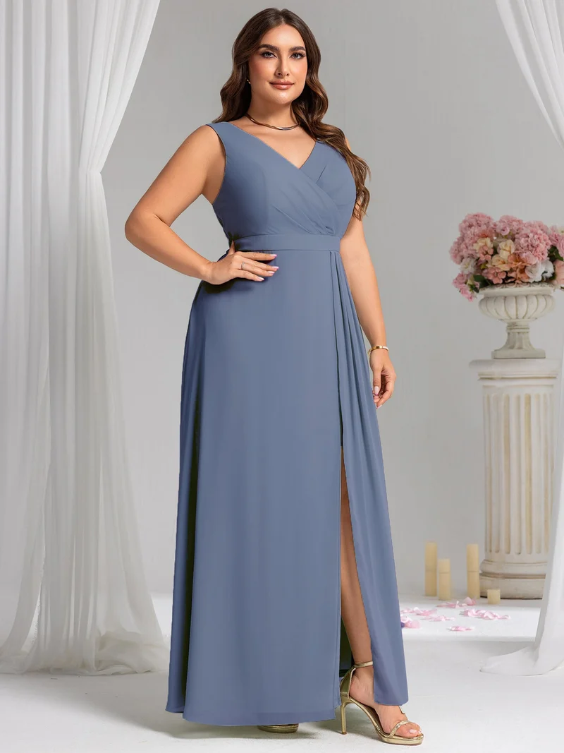 Robe de demoiselle d'honneur élégante avec fente latérale