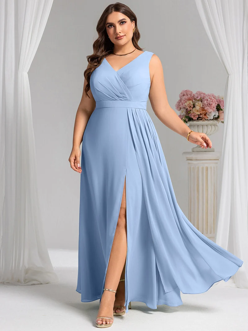 Robe de demoiselle d'honneur élégante avec fente latérale