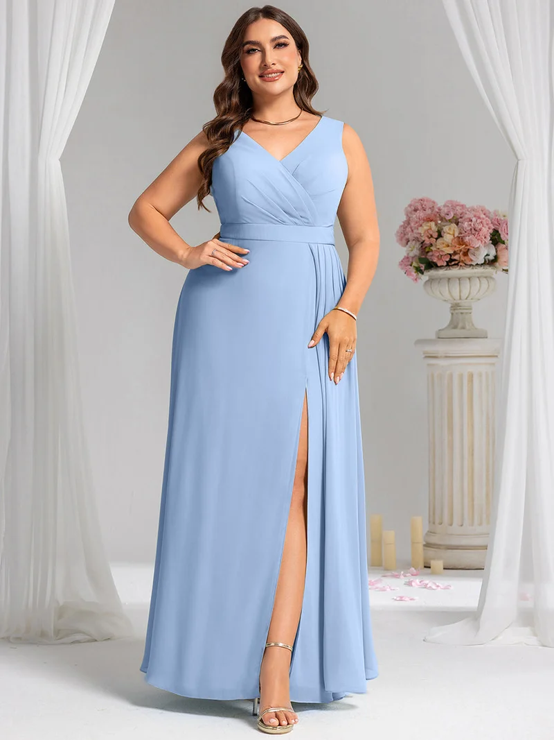 Robe de demoiselle d'honneur élégante avec fente latérale