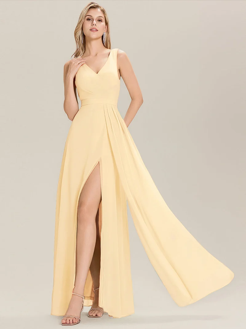 Robe de demoiselle d'honneur élégante avec fente latérale