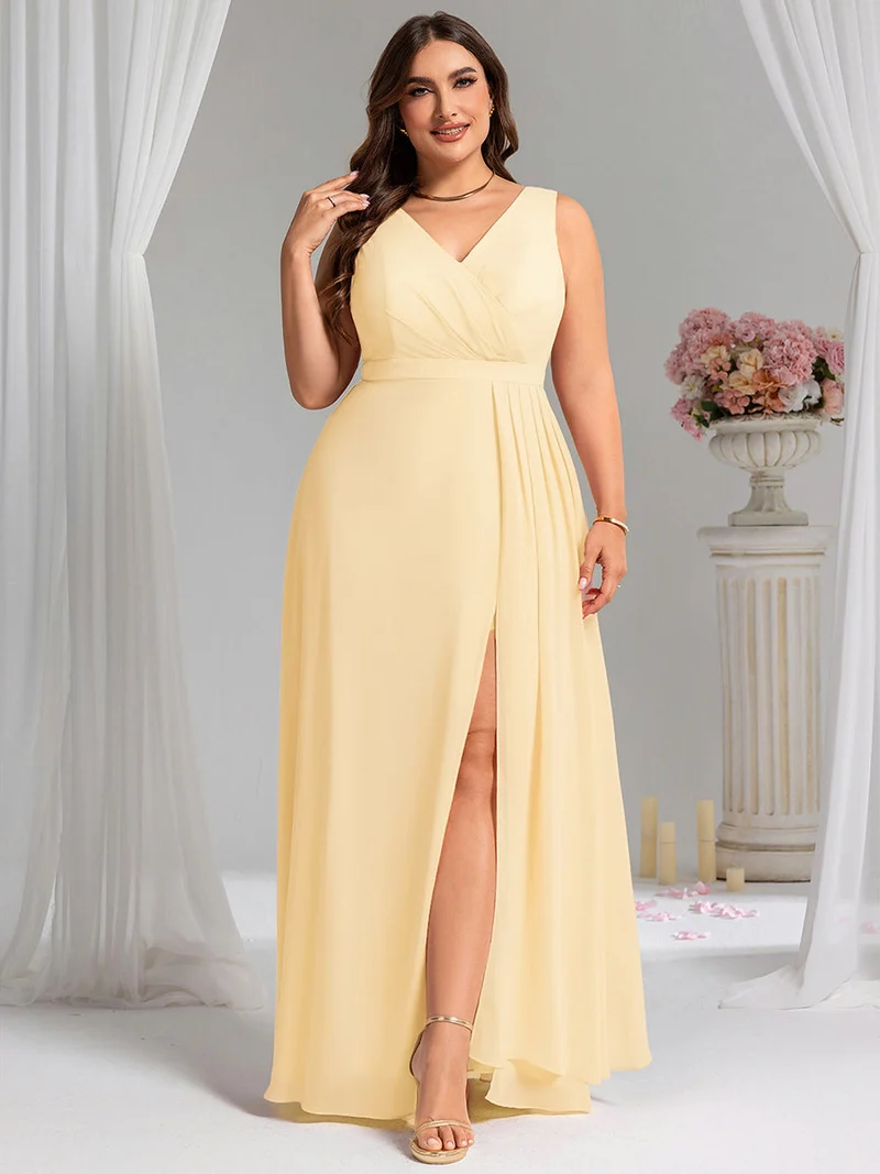 Robe de demoiselle d'honneur élégante avec fente latérale