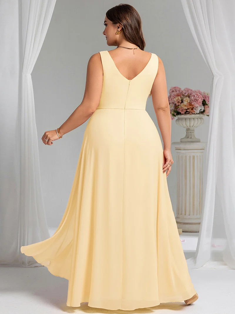 Robe de demoiselle d'honneur élégante avec fente latérale