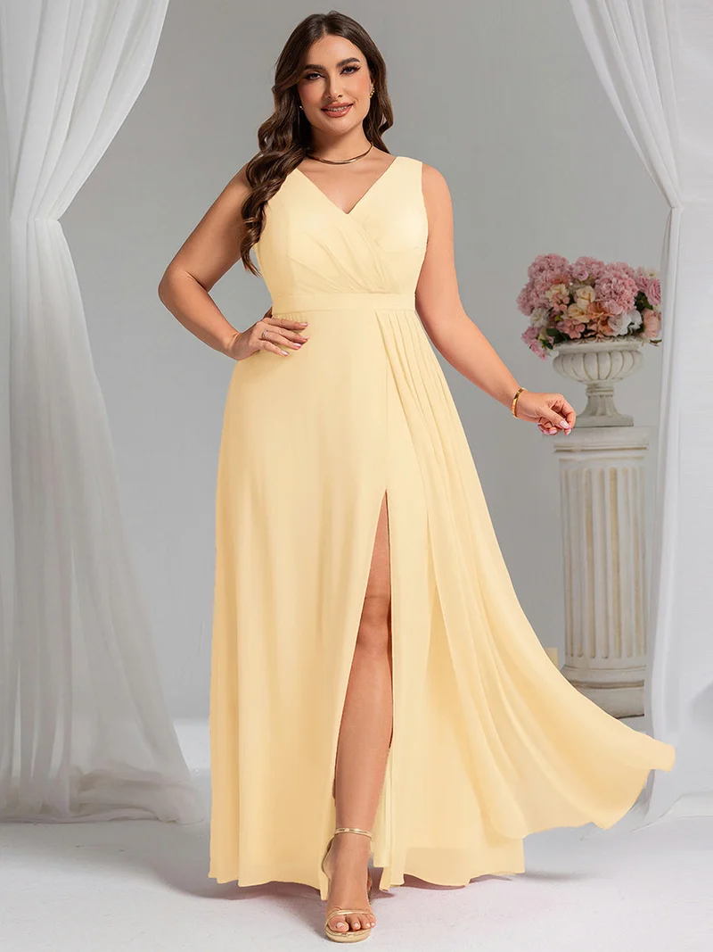 Robe de demoiselle d'honneur élégante avec fente latérale