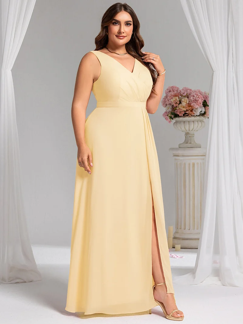 Robe de demoiselle d'honneur élégante avec fente latérale