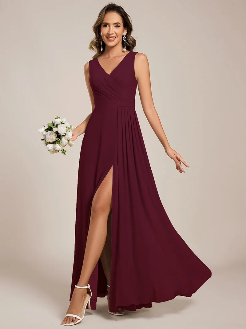 Robe de demoiselle d'honneur élégante avec fente latérale
