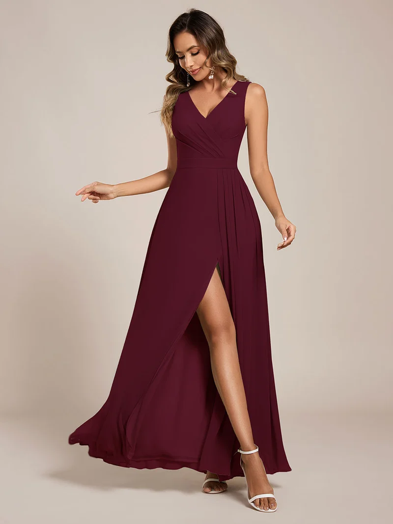 Robe de demoiselle d'honneur élégante avec fente latérale