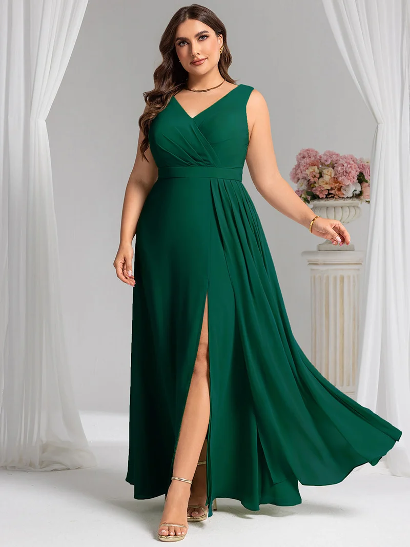 Robe de demoiselle d'honneur élégante avec fente latérale