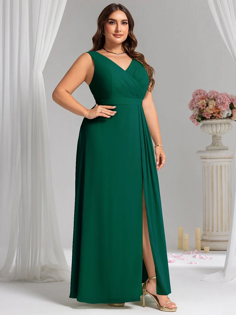 Robe de demoiselle d'honneur élégante avec fente latérale