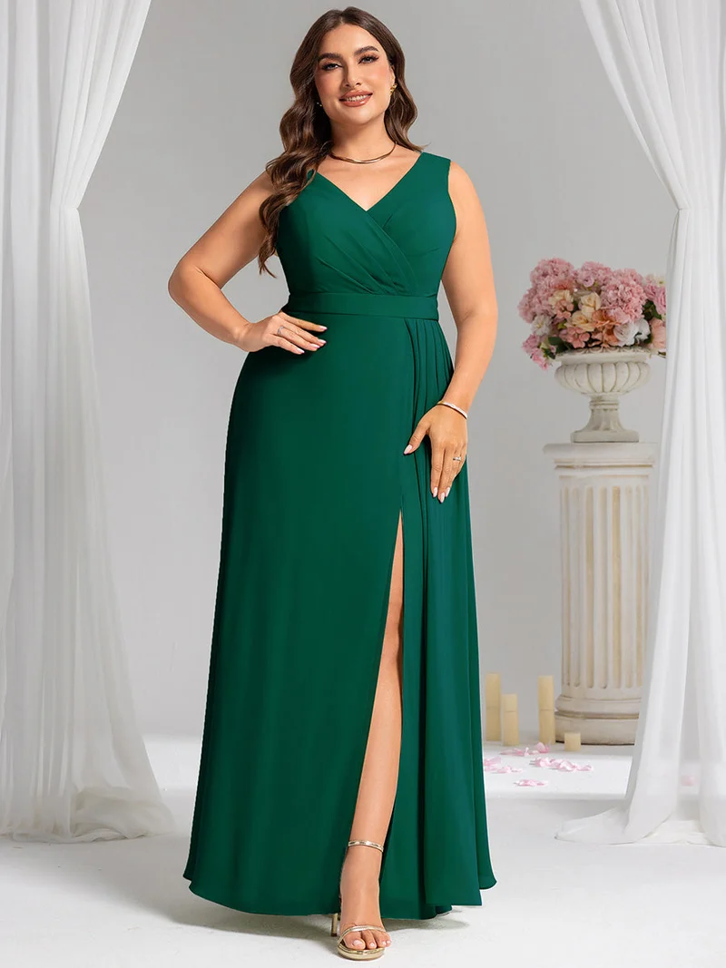 Robe de demoiselle d'honneur élégante avec fente latérale