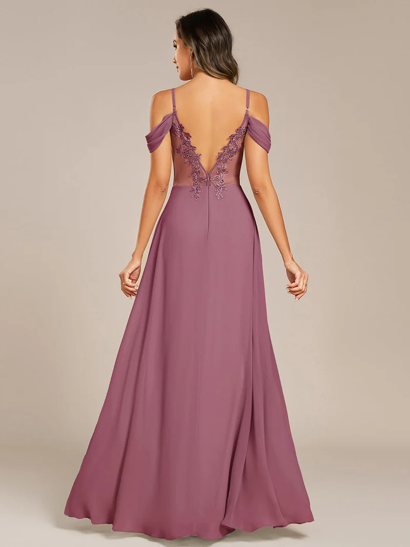 Robe de demoiselle d'honneur transparente dos nu