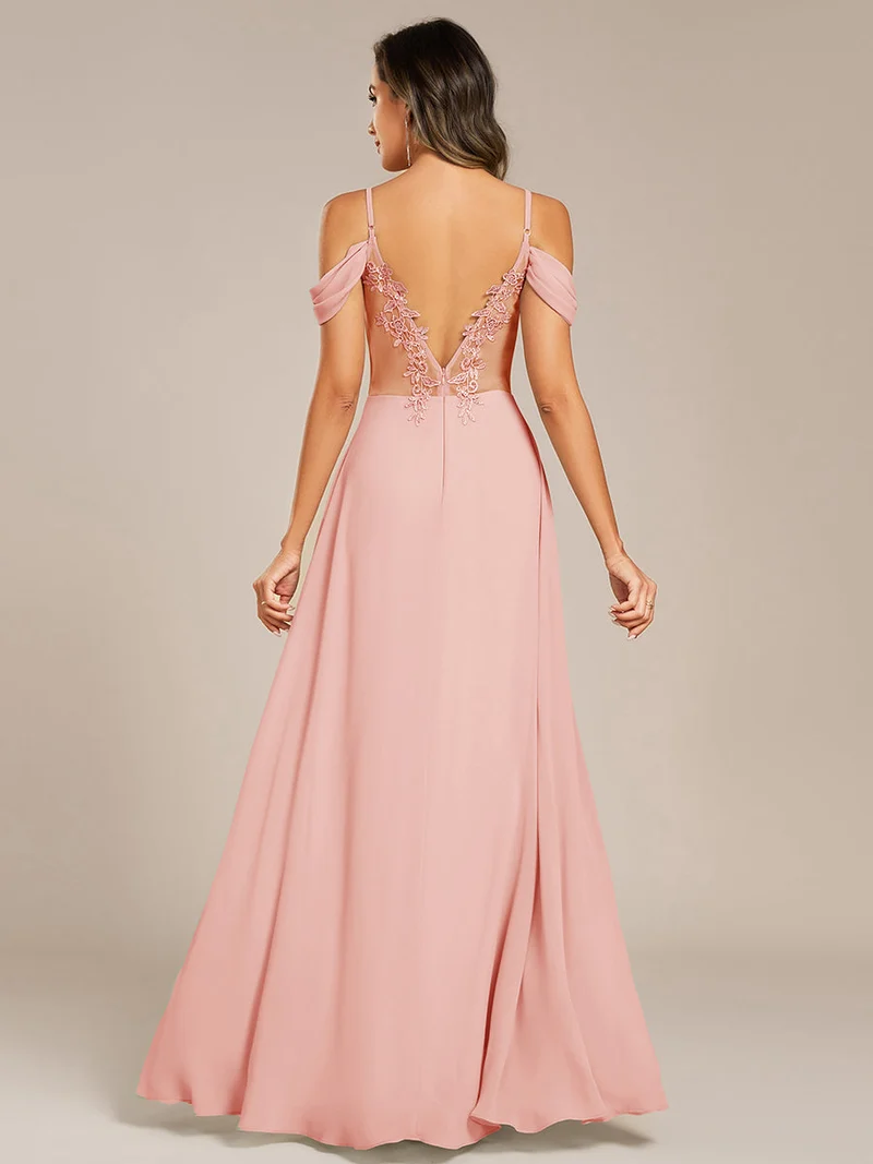 Robe de demoiselle d'honneur transparente dos nu