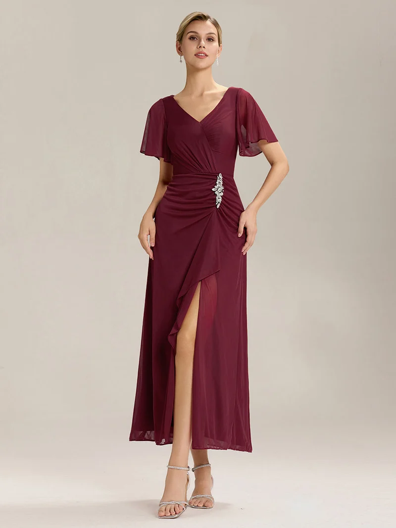 ever MARIEL|Robe de mère de la mariée en mousseline à manches volantées