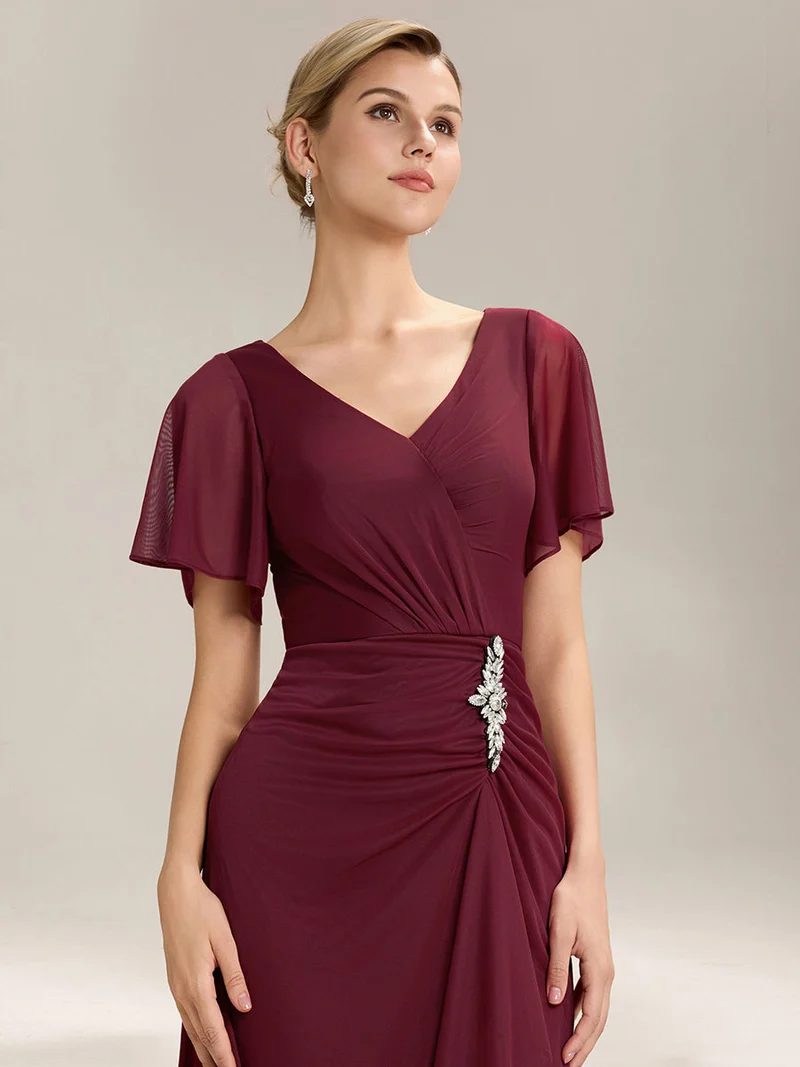 ever MARIEL|Robe de mère de la mariée en mousseline à manches volantées