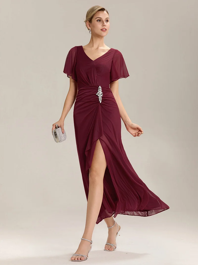 ever MARIEL|Robe de mère de la mariée en mousseline à manches volantées